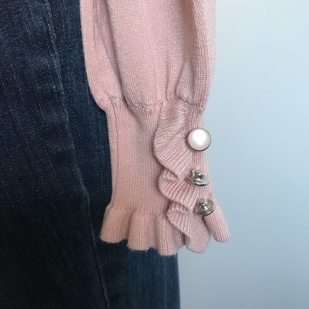 RW&CO -  Pink Mock Neck Light Knit Sweater - S - Picture 3 of 7